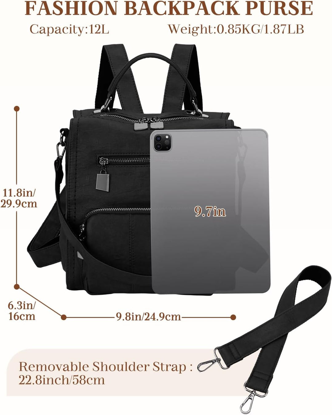 RAVUO Damen Rucksack,PU Leder Rucksack Mode Rucksäcke Rucksackhandtaschen Schulrucksäcke Reise Daypa