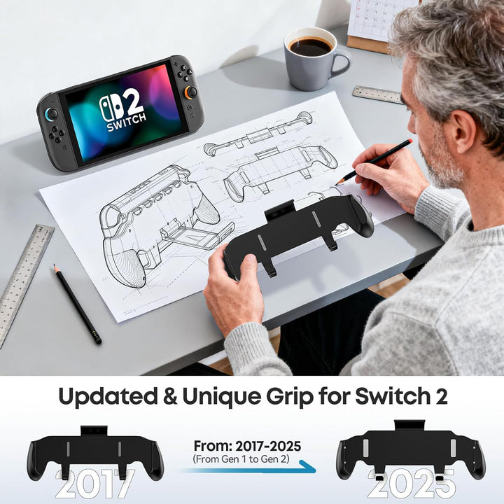 OIVO Switch 2 Grip Case mit verstellbarem Ständer, Ergonomischer Switch 2 Griff kompatibel mit Ninte