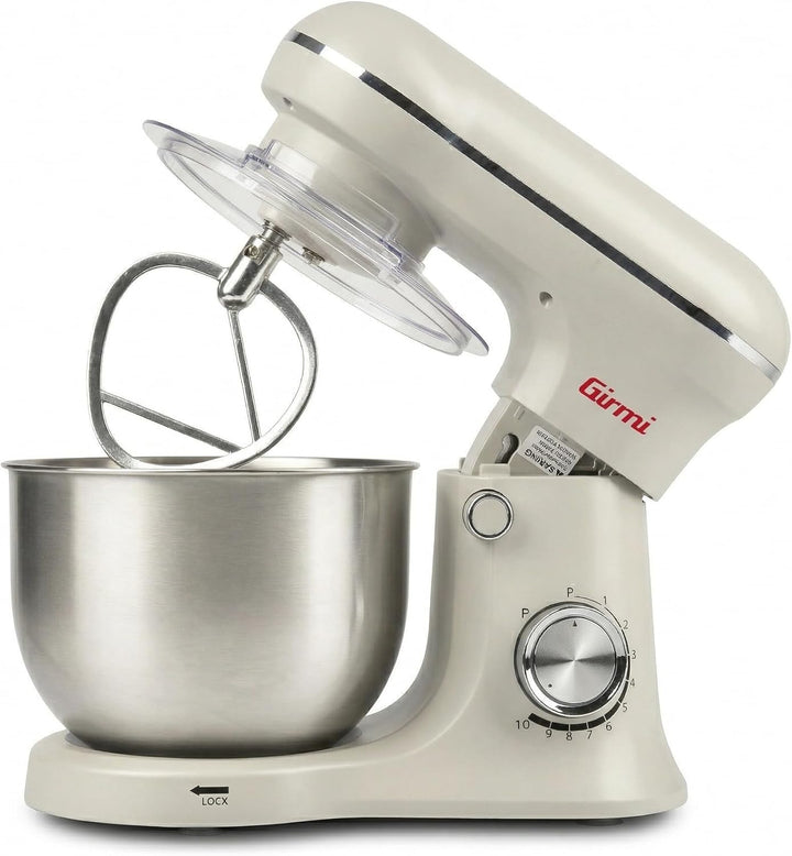 Girmi IM21W Gastronomo 5 l Planetenrührmaschine, 1500 W (max), Behälter aus Edelstahl 5 l mit Spritz
