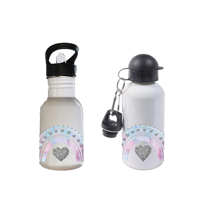 Trinkflasche mit Name/wahlweise 400ml, 500ml oder 600ml + Schriftwahl für Name + Edelstahl oder Alum