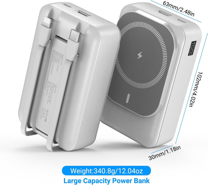 Magnetische Wireless Powerbank 26800mAh, Power Bank für Magsafe mit Eingebauten Kabeln, 5 Ausgänge P