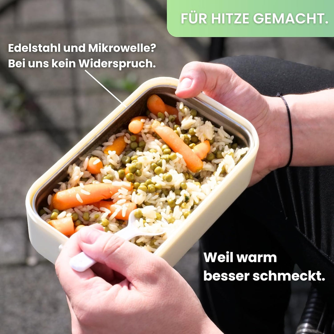 Bento Lunchbox „Jamie“ 2700ml, 3 Etagen mit Besteck und Fächern, Premium Edelstahl Dose, BPA-freie B