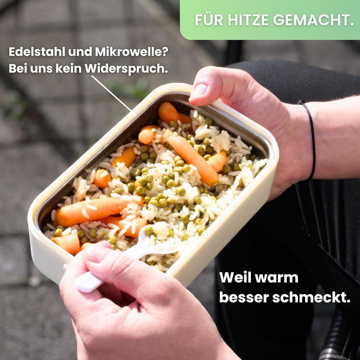 Bento Lunchbox „Jamie“ 2700ml, 3 Etagen mit Besteck und Fächern, Premium Edelstahl Dose, BPA-freie B