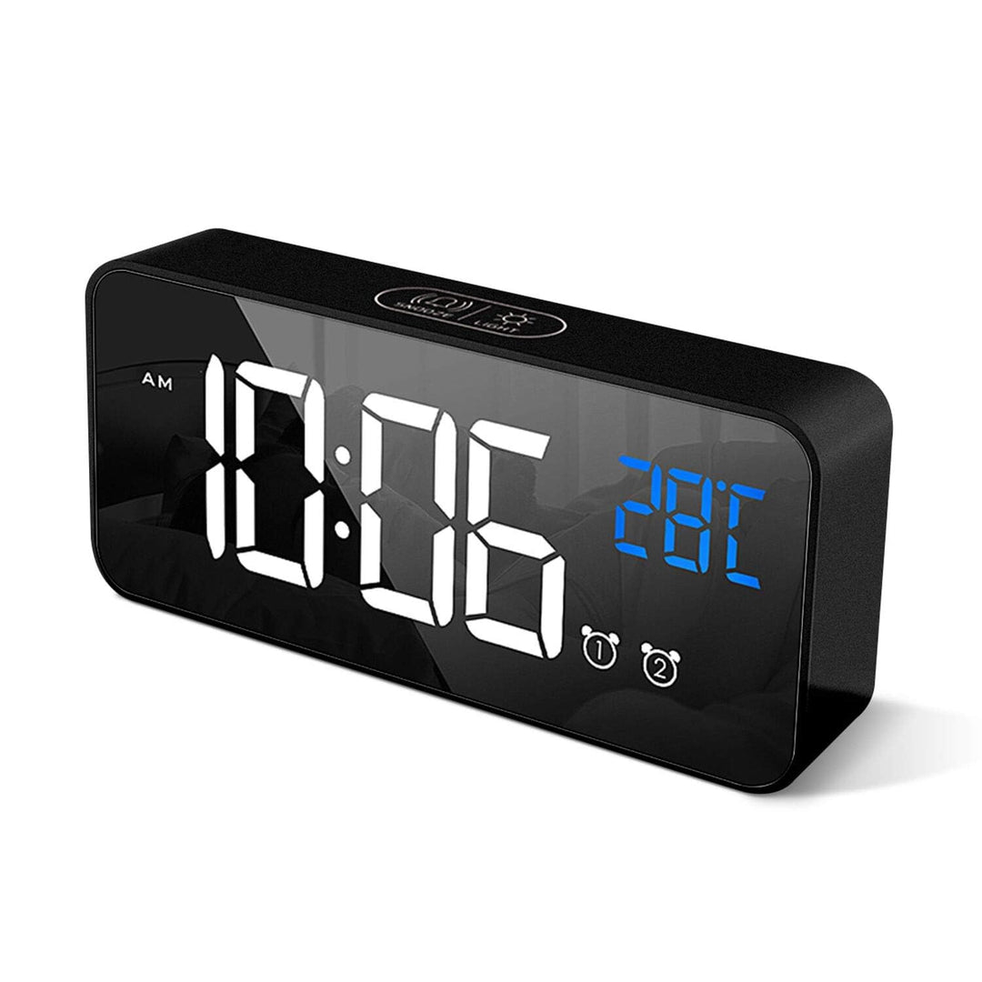 HOMVILLA Wecker, Wecker Digital mit Grosse LED Temperaturanzeige, Digitaler Wecker mit Dual Alarm, S