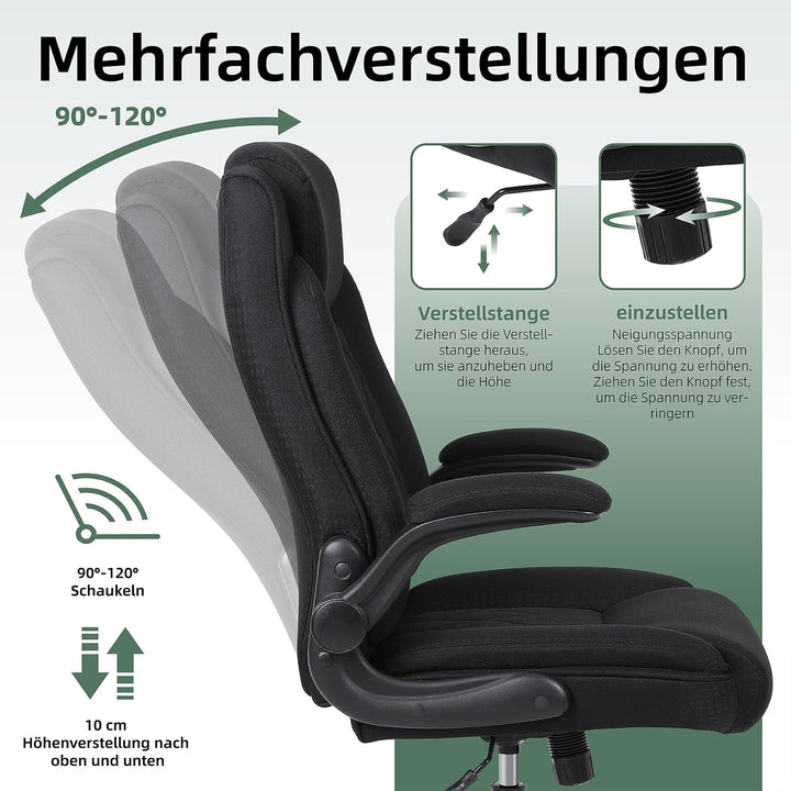 Youhauchair Bürostuhl Ergonomisch, Schreibtischstuhl mit Hoher Rückenlehne und Höhenverstellbar, Dre