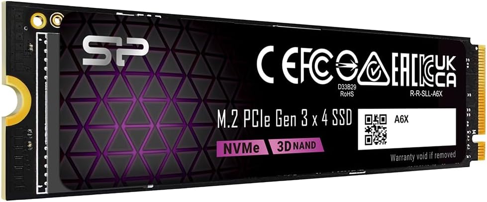 Silicon Power 1TB NVMe M.2 PCIe Gen3x4 2280 SSD (SP001TBP34A60M28AY) 1TB A6X, 1TB A6X