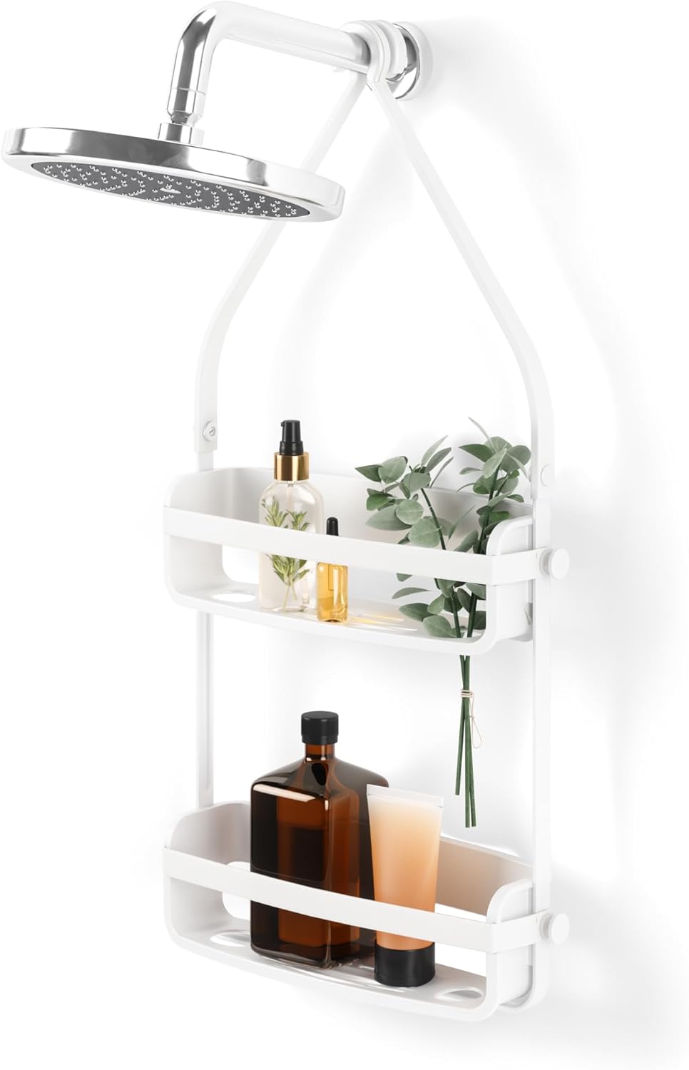 Umbra Flex Duschablage, Duschregal, Duschcaddy, Duschdiener, Weiss Weiss Duschablage mit 2 Fächern,