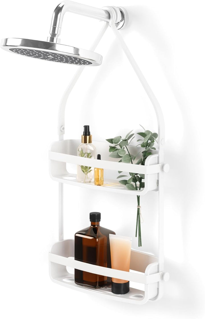 Umbra Flex Duschablage, Duschregal, Duschcaddy, Duschdiener, Weiss Weiss Duschablage mit 2 Fächern,