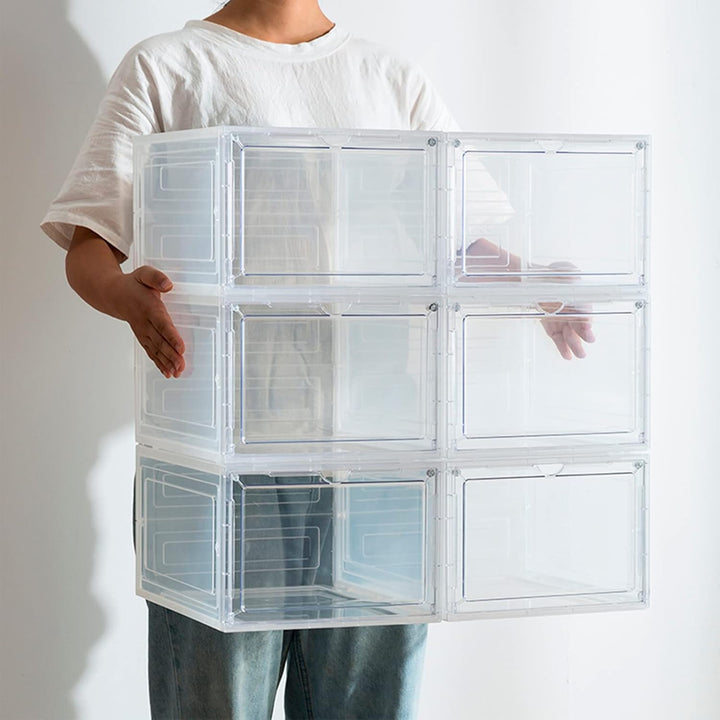 PAIDE P Schuhboxen organizer 10er Pack. Transparent Schuhaufbewahrung für Sneakers und Turnschuhe. S