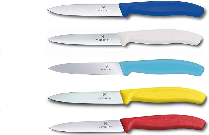 Victorinox 5-tlg Gemüsemesser Set Swiss Classic Bunter Mix – 10 cm ohne Wellenschliff – Tomatenmesse