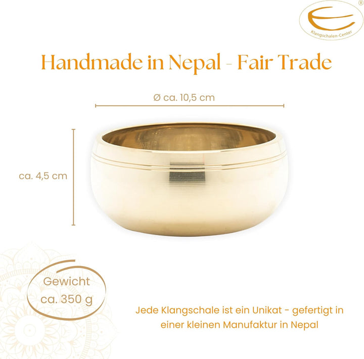 Klangschale mit Dhyani-Buddha-Relief in schöner Geschenk-Box aus nachhaltigem Naturpapier I Inkl. Kl