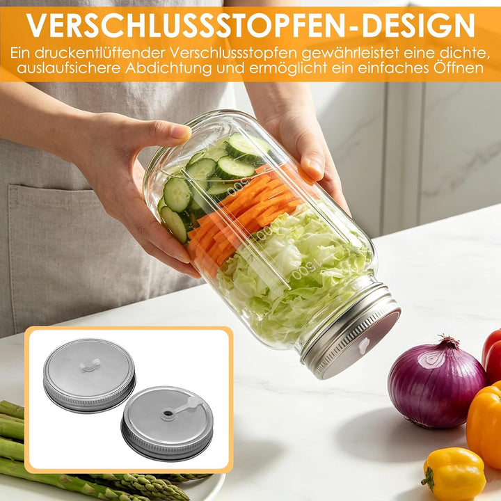 2L Fermentierglas mit Gewicht & Gärventil, 2er Fermentationsglas mit Fermentiergewichte, Fermentiere