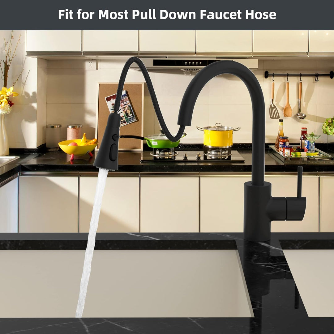 Hibbent Pull Down Küchenarmatur Sprühkopf Ersatz, 3-Funktionen Küche Spüle Sprühdüse mit 15 Adaptern