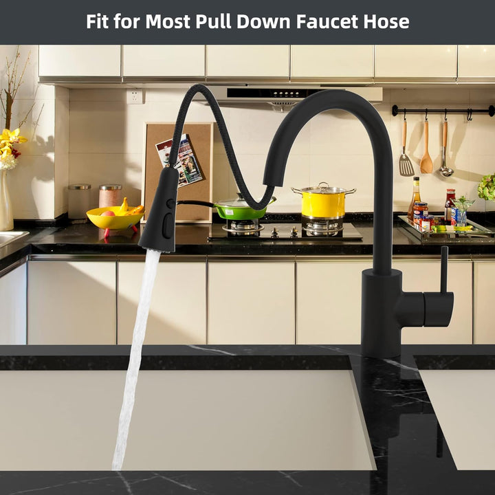 Hibbent Pull Down Küchenarmatur Sprühkopf Ersatz, 3-Funktionen Küche Spüle Sprühdüse mit 15 Adaptern