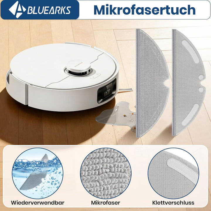 Bluearks 24 Stück Zubehör für Dreame D20 Pro Plus Saugroboter, Bestehend Aus 2 Hauptbürste,4 Wischtü