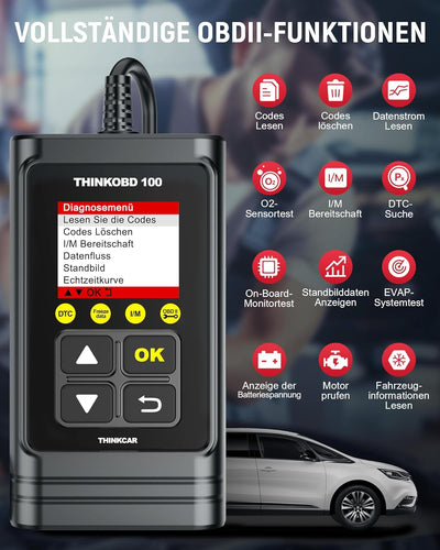 OBD2 Diagnosegerät, Thinkcar THINKOBD 100 Diagnosegerät Auto, Verbesserter Universal USB OBD-ii Diag