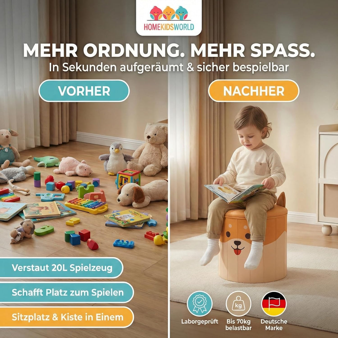 Spielzeugkiste Corgi - Aufbewahrungsbox mit Deckel Kinder, Spielzeugkiste mit Deckel, Spielzeugtruhe