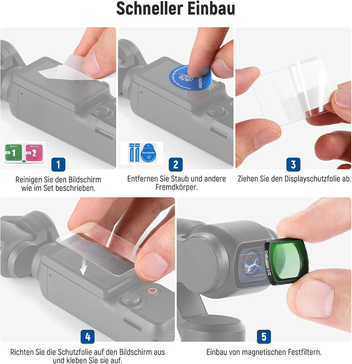 NEEWER Magnetischer Black Diffusion 1/2 Filter, kompatibel mit DJI Osmo Pocket 3, verbessert Filmauf