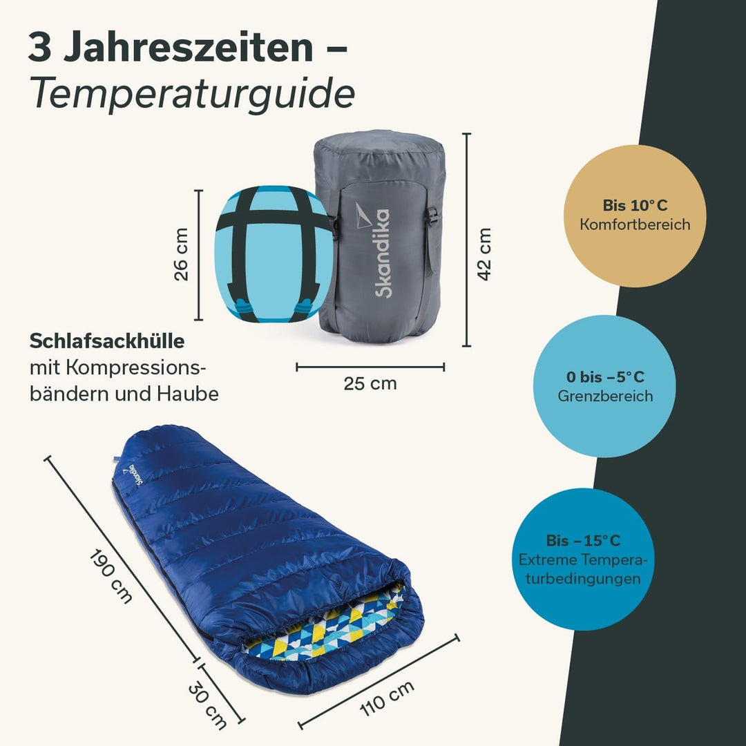 Skandika Schlafsack Vegas Flanell | XXL Mumienschlafsack mit Flanell Baumwoll oder Polycotton Innenf