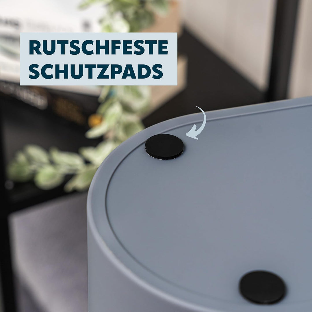 eluno ovaler Kosmetikeimer mit gummierter Softtouch-Oberfläche, Schwingdeckel & Schutzpads gegen Kra