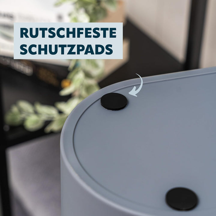 eluno ovaler Kosmetikeimer mit gummierter Softtouch-Oberfläche, Schwingdeckel & Schutzpads gegen Kra