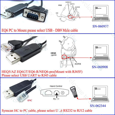 Skywatcher Teleskop Goto Control EQMOD ASCOM Kabel für HEQ5pro AZEQ5 AZEQ6 EQ6-R Asiair Synscan Goto