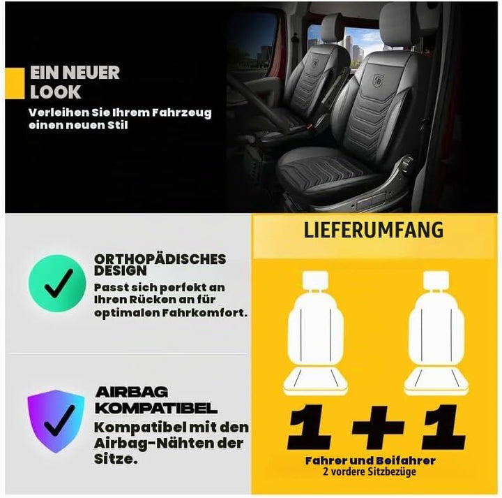 Autositzbezüge Universal 1+1 für FIAT Ducato, Peugeot Boxer, Citroen Jumper (2014-2026) Opel Movano