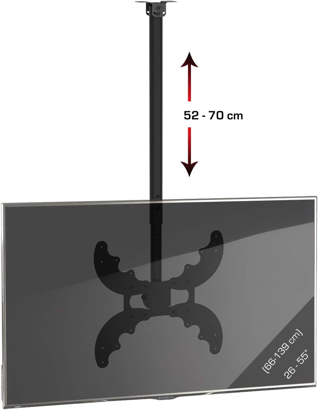 VCM Universelle LED TV Deckenhalterung 26-55 Zoll (66-139 cm) Deckenhalter neigbar schwenkbar höhenv