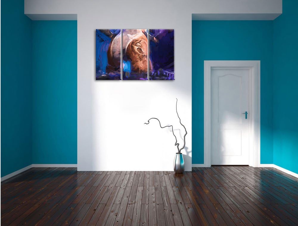 Pixxprint Sexy Frau am Plattenpult Pinsel Effekt 3-Teiler Leinwandbild 120x80 Bild auf Leinwand, rie