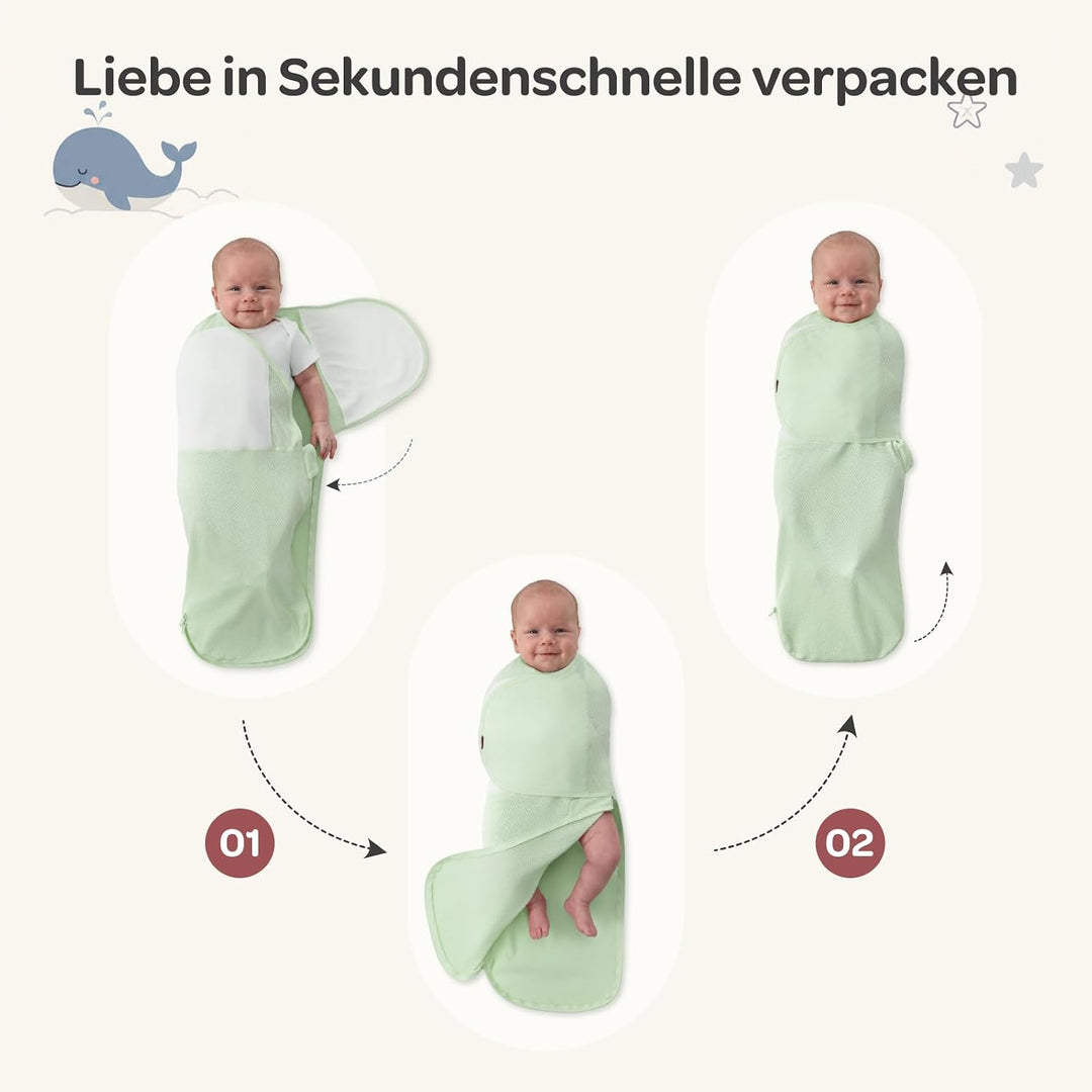 Momcozy Pucksack Baby 0-3 Monate, Atmungsaktives Netz 2er Set | 100% Baumwolle, Sommer Pucksack Neug