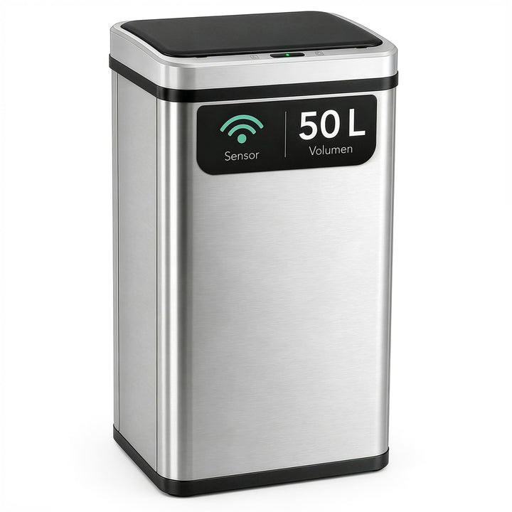 ledscom.de SORTA Sensor Mülleimer 50L, Edelstahl Abfalleimer 1 Stück (1er Pack), 1 Stück (1er Pack)