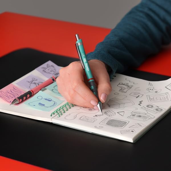 rOtring Tikky-Druckbleistifte in Pastellfarben | HB 0,7 mm | Tea Rose | mit angenehmem gummiertem So