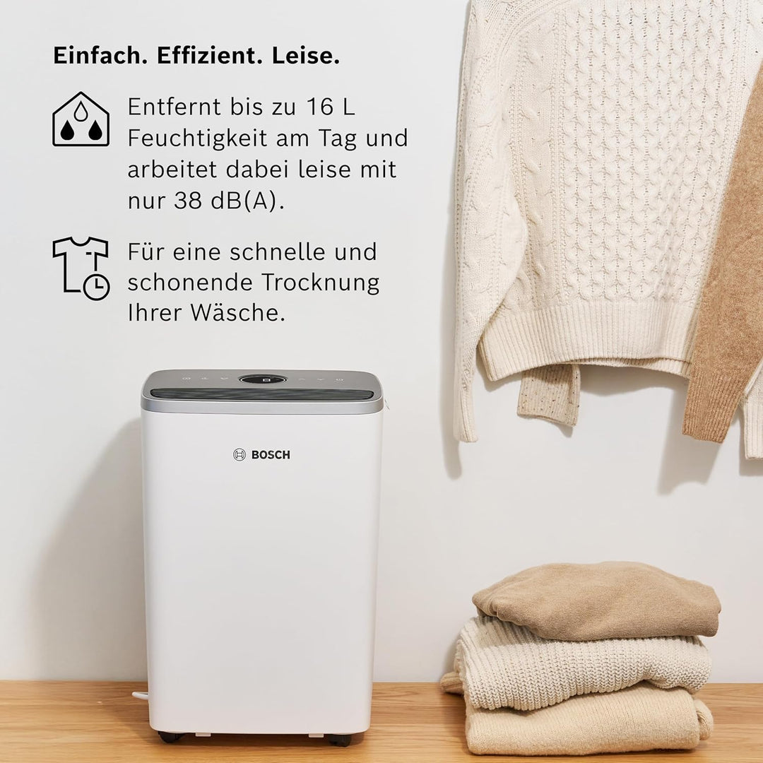 Bosch Dry 4000 Luftentfeuchter - Einfach. Effizient. Leise. - Für Räume bis zu 33 m² - Ideal für Dei