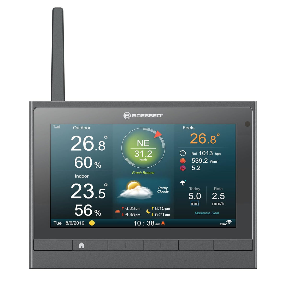 Bresser Wetterstation Funk mit Aussensensor - solarbetrieben - und Thermo-Hygro-Funksensor MeteoCham