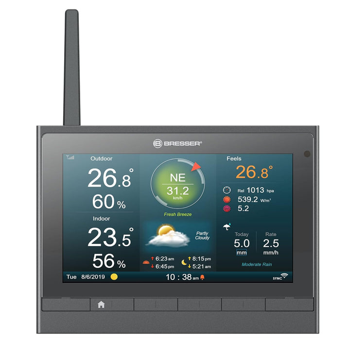 Bresser Wetterstation Funk mit Aussensensor - solarbetrieben - und Thermo-Hygro-Funksensor MeteoCham