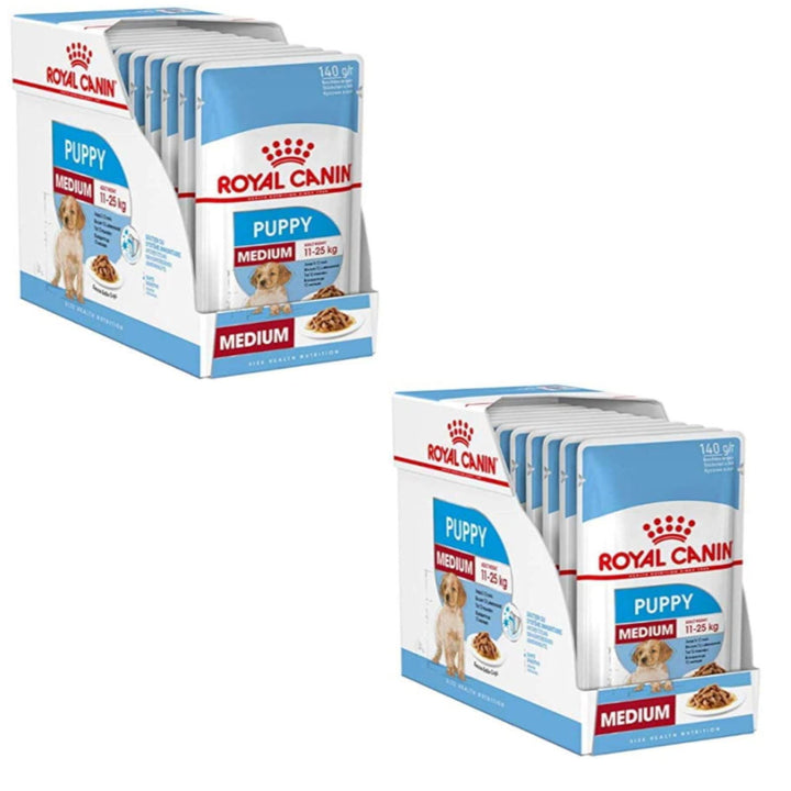 Royal Canin Medium Puppy | Doppelpack | 2 x 10 x 140 g | Nasses Welpenfutter für mittelgrosse Hunde