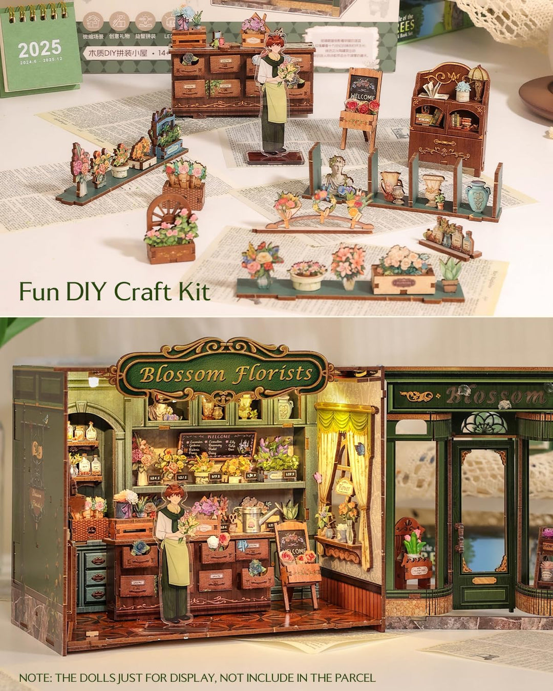 CUTEBEE Book Nook Kit – DIY Puppenhaus Miniatur Haus Buchstütze | Handmade Deko für Bücherregal | Kr