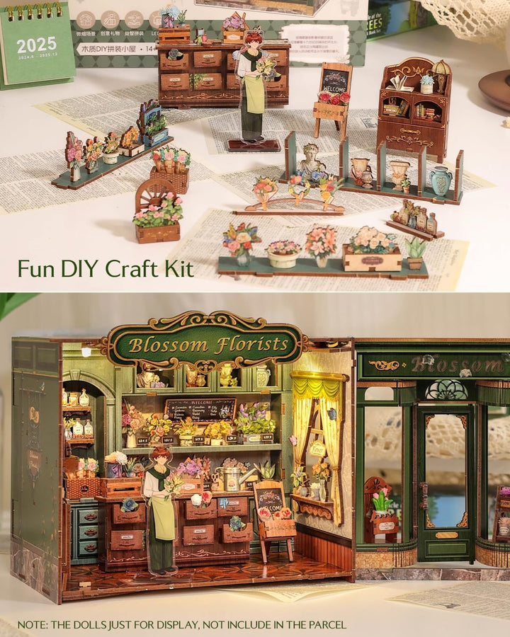 CUTEBEE Book Nook Kit – DIY Puppenhaus Miniatur Haus Buchstütze | Handmade Deko für Bücherregal | Kr