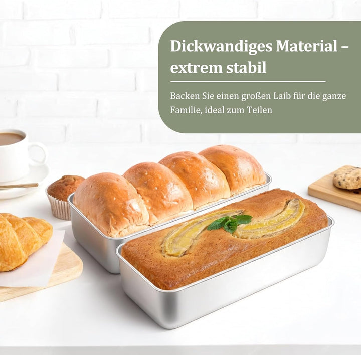 Onader Brotbackform 2er Set, 31cm Edelstahl Gross Kastenform Brotform, 7,5cm Tiefe Rechteckig Backfo