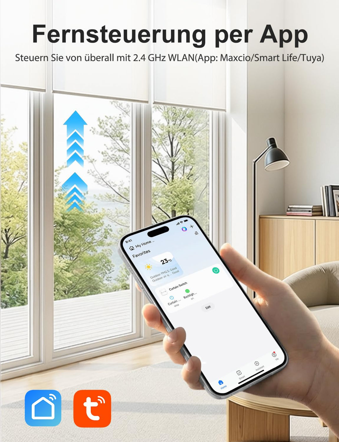 Maxcio Wlan Rolladenschalter, Rolladen Zeitschaltuhr Kompatibel mit Alexa & Google Home, Smart Schal