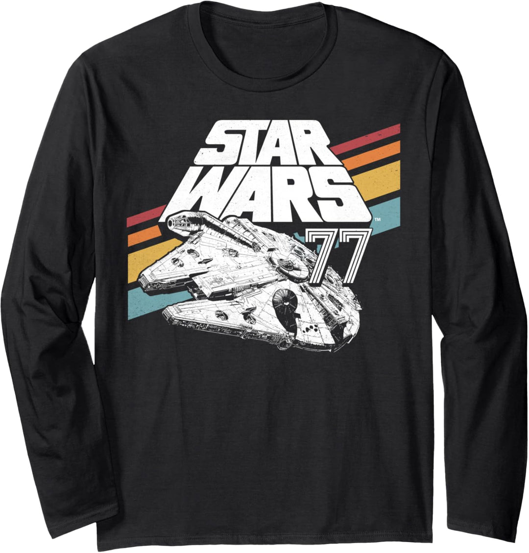 Star Wars Millennium Falcon '77 Retro Stripes Poster Langarmshirt