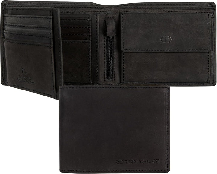 TOM TAILOR Bags Ron Herren Geldbörse RFID Hochformat Leder 12,5 x 2 x 9,5 Schwarz, 12,5 x 2 x 9,5 Sc