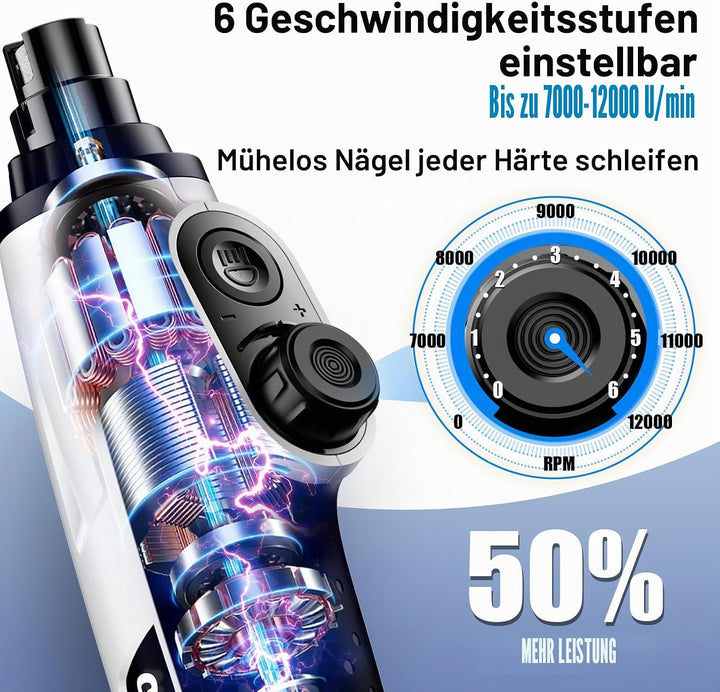 Casfuy Smarter Krallenschleifer für Hunde 6-Gang – 50% Mehr Leistung Krallenschleifer für Haustiere