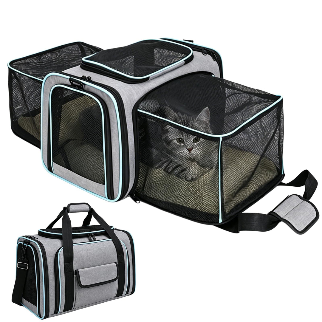 Transporttasche Erweiterbar, Faltbar Transportbox für Hunde Katzen, Katzentasche 47x28x28cm Hundetas