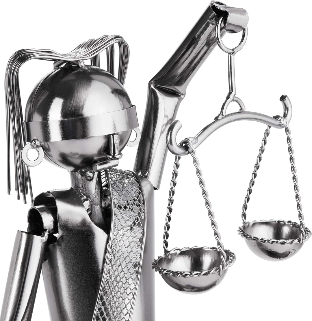 BRUBAKER Weinflaschenhalter Justitia mit Schlange - Metall Skulptur Flaschenständer - Metallfigur We