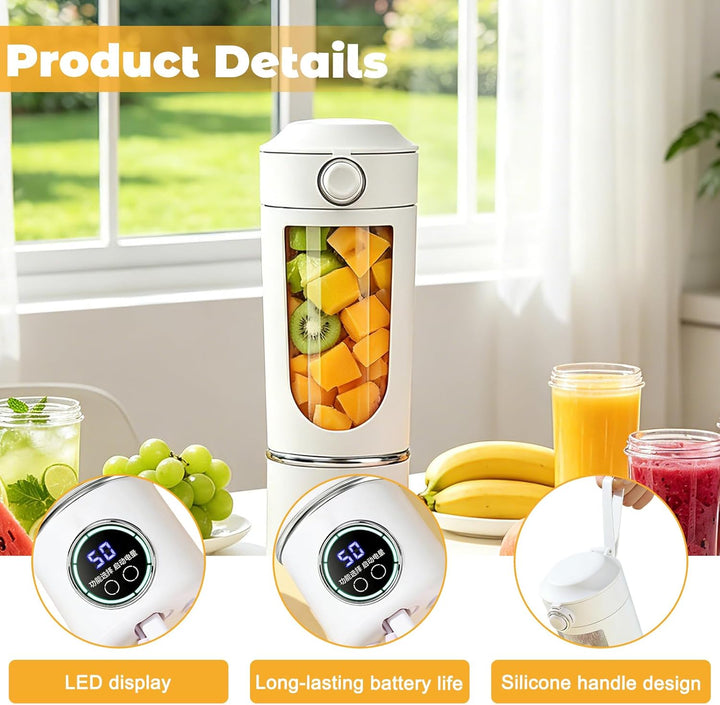 Tragbarer Mixer, 700ml Kleiner Entsafter, Mixer Smoothie Maker to Go mit Digitalanzeige,USB Wiederau