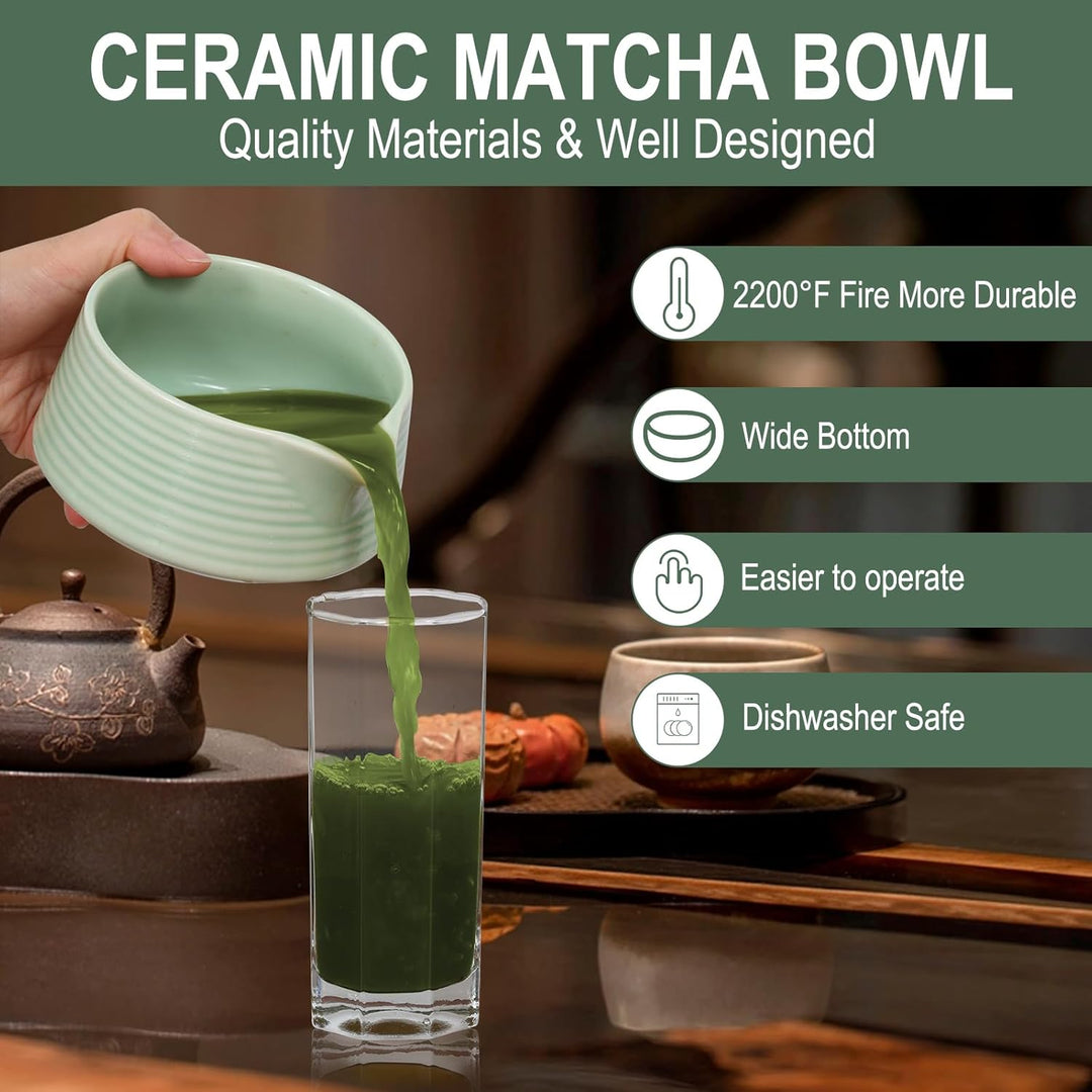 8 Stück Matcha Set,Grüner Matcha Set,Japanisches Tee-Set mit Matcha Besen,Matcha Besen Matcha, Schal
