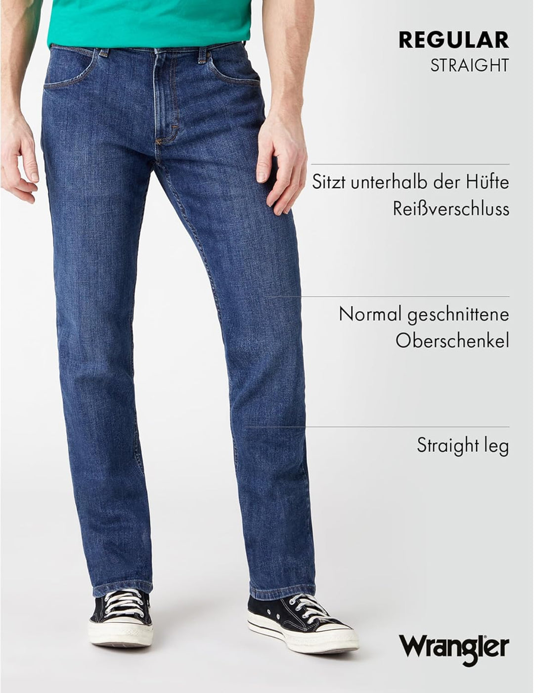 Wrangler Herren Jeans Regular - Mid Waist - Regular Fit - Blau Schwarz W30-W44 30W / 30L Dark Stone,
