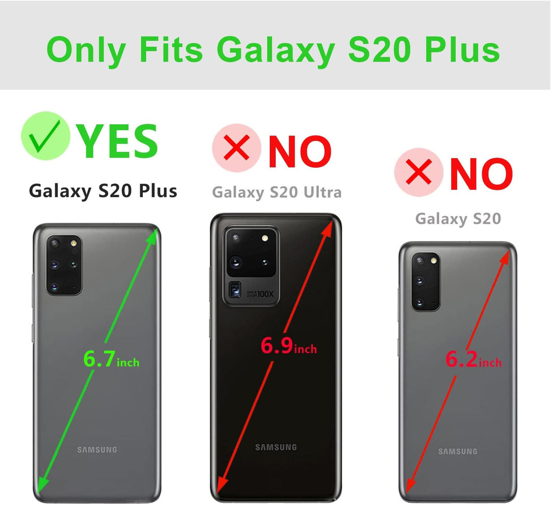 LENSUN Echtleder Hülle für Samsung Galaxy S20 Plus, Handyhülle [Echtes Leder] [Magnetverschluss] [Ka