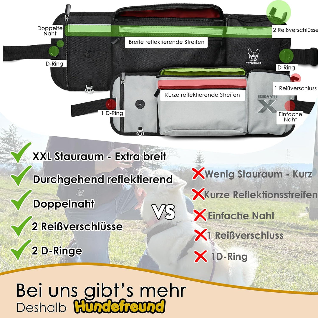 Hundefreund Leckerlitasche für Hunde XXL - Extra grosser reflektierender Leckerlibeutel mit Bauchgur